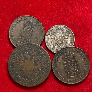 reverse: AUSTRIA. Lotto di 3 monete (2x 1 kreuzer 1816 A; 3 kreuzer 1851 B) + 2 centimes 1902 Belgio. MB-BB
