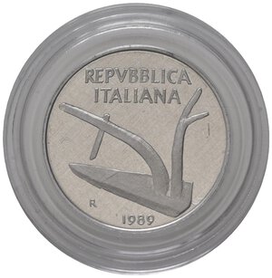 obverse: Repubblica Italiana. 10 lire 1989. Proof