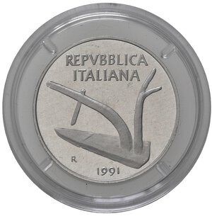 obverse: Repubblica Italiana. 10 lire 1991. Proof