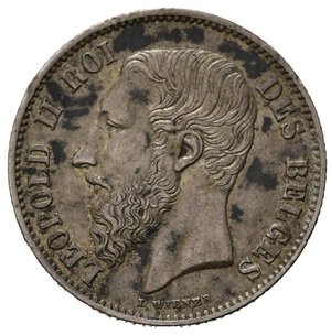 obverse: BELGIO. Leopoldo II. 50 Centimes 1866. Km 26. Ag. SPL