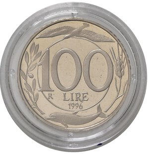 reverse: Repubblica Italiana. 100 lire 1996. Proof