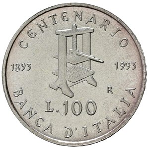reverse: Repubblica Italiana. 100 Lire 1993 