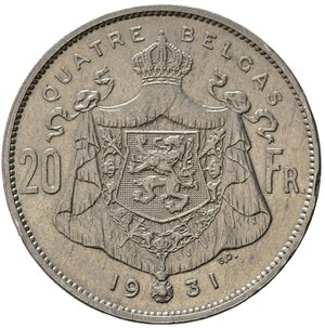 reverse: BELGIO. 20 Francs 1931. Km 101.1. Ni. Raro. qSPL