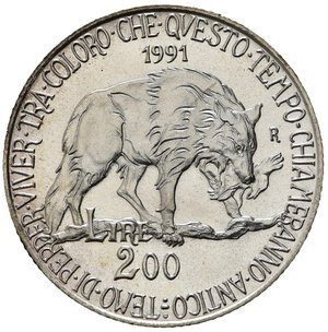 reverse: Repubblica Italiana. 200 Lire 1991 