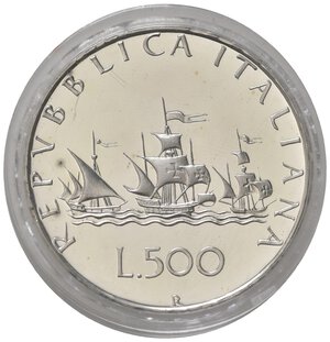 reverse: Repubblica Italiana. 500 lire 1985. Ag. Proof
