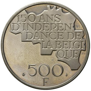 reverse: BELGIO. 500 Francs 1980. Ag. FDC