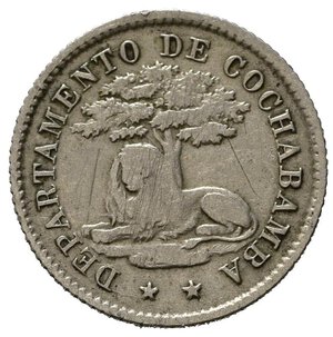obverse: BOLIVIA. Cochabamba. Token da 5 centavos 1876. Ni. Raro. MB