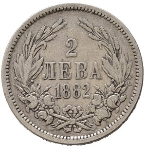 reverse: BULGARIA. 2 Leva 1882. Ag. KM#5. qBB