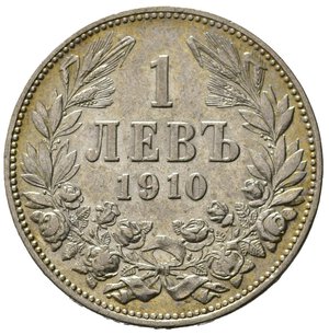 reverse: BULGARIA. Ferdinando I (1887-1918). 1 Lev 1910. Ag (5 g). KM#28. SPL+