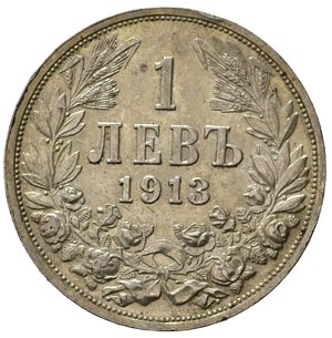 reverse: BULGARIA. Ferdinando I (1887-1918). 1 Lev 1913. Ag. KM#31. qFDC