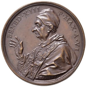 obverse: MEDAGLIE PAPALI. Benedetto XIII (1724-1730). Medaglia 1729 (anno VI) canonizzazione San Giovanni Nepomuceno. AE (22,48 g - 38,14 mm) Opus Hamerani. Miselli 227. qFDC