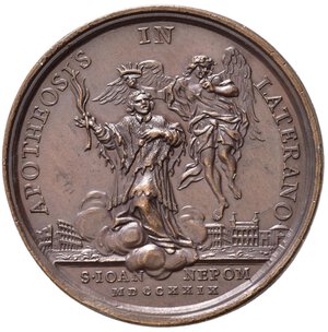 reverse: MEDAGLIE PAPALI. Benedetto XIII (1724-1730). Medaglia 1729 (anno VI) canonizzazione San Giovanni Nepomuceno. AE (22,48 g - 38,14 mm) Opus Hamerani. Miselli 227. qFDC