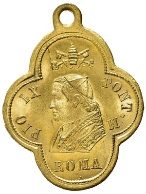 obverse: Medaglie Papali. Pio IX (1846-1870). Roma. AE dorato (2,14 g). FDC