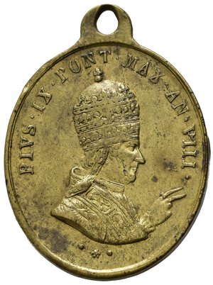 obverse: Medaglie Papali. Pio IX (1846-1870). Roma. Medaglia 1854 anno VIII. AE dorato (2,61 g). qSPL