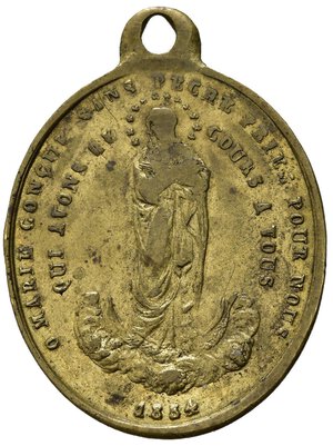 reverse: Medaglie Papali. Pio IX (1846-1870). Roma. Medaglia 1854 anno VIII. AE dorato (2,61 g). qSPL
