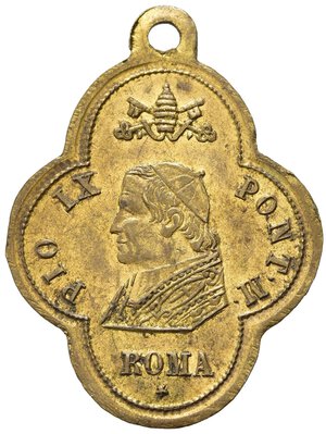 obverse: Medaglie Papali. Pio IX (1846-1870). Roma. Medaglia 1877. AE dorato (2,08 g). SPL+