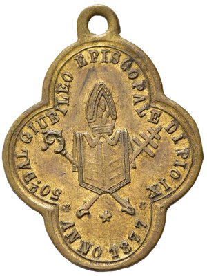 reverse: Medaglie Papali. Pio IX (1846-1870). Roma. Medaglia 1877. AE dorato (2,08 g). SPL+