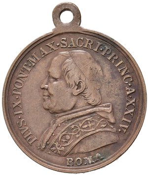 obverse: Medaglie Papali. Pio IX (1846-1870). Roma. Medaglia anno XXIV. AE (5,77 g). BB