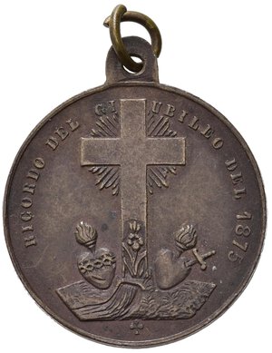 reverse: Medaglie Papali. Pio IX. Ricordo del giubileo del 1875. AE 3,51g 21,7 mm. BB+