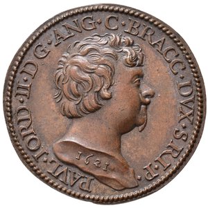 obverse: PERSONAGGI. Paolo Giordano II Orsini (1591-1656) Duca di Bracciano e Principe consorte di Piombino. Medaglia 1621 AE (11,54 g - 31,10 mm). Coniazione postuma(?). SPL