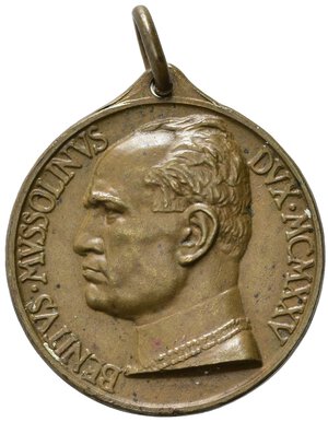 obverse: VENTENNIO FASCISTA. Medaglia prestito nazionale 1925. AE (5,31 g) Opus Mistruzzi. Testa di Mussolini a sinistra. SPL