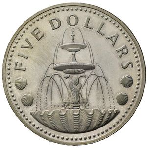 obverse: Barbados. AR  5 dollars. 1974. SPL+