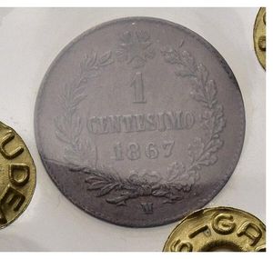 reverse: Italia. Regno D Italia.Vittorio Emanuele II (1861-1878). 1 Cent 1867. M CU. C/Liscio Montenegro 264 SPL 