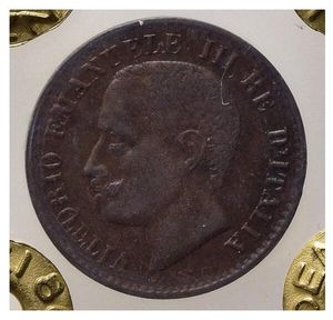 obverse: Italia. Regno D’Italia. Vittorio Emanuele III. 1 Cent. 1904. Manca R Spostata in Alto. Macchia Ore 2. FDC. 