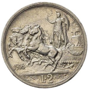 reverse: Italia. Regno d Italia . Vittorio Emanuele III (1900 – 1946). AR 2 Lire 1916. qSPL
