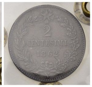 reverse: Italia. Regno D Italia.Vittorio Emanuele II (1861-1878). 2 Cent. 1862. M CU. N Zecca più grande. Montenegro 256 B. BB 