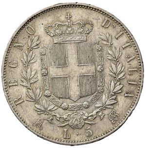 reverse: Italia. Regno D Italia.Vittorio Emanuele II (1861-1878). AR 5 Lire 1872 .Colpetto al R. BB+
