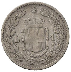 reverse: Italia. Regno d  Italia. Umberto I (1878-1900). AR 1 Lira  1886. qBB