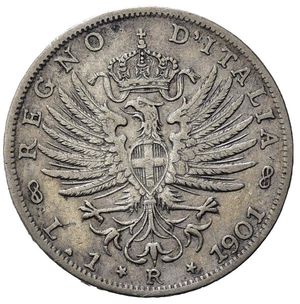 reverse: Italia. Regno d Italia . Vittorio Emanuele III (1900 – 1946). AR 1 Lira 1901. BB