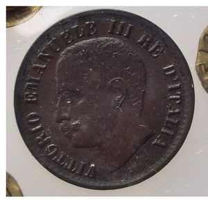 obverse: Italia. Regno D’Italia. Vittorio Emanuele III. 1 Cent. 1905. 1 Ribattuto. R FDC. 70