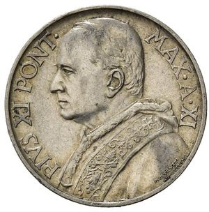 obverse: Stato Pontificio.Città del Vaticano. Pio XI (1929-1939). AR 10 lire 1932. qSPL