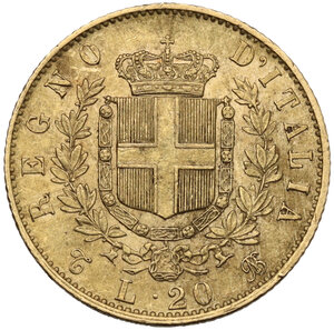 reverse: Vittorio Emanuele II  (1861-1878). 20 lire 1862 Torino