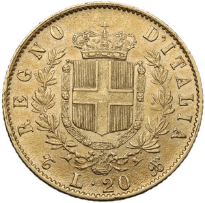 reverse: Vittorio Emanuele II  (1861-1878). 20 lire 1865 Torino