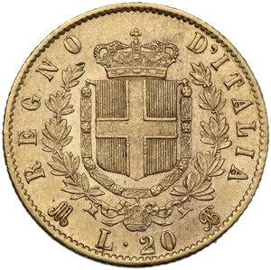 reverse: Vittorio Emanuele II  (1861-1878). 20 lire 1873 Milano