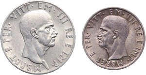obverse: Vittorio Emanuele III (1900-1943). Lotto di due (2) monete: 10 lek 1939 A. XVII, 5 lek 1939 A. XVII