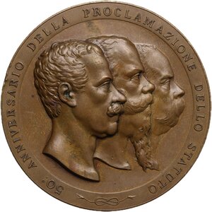 obverse: Umberto I (1878-1900). Medaglia 1898 per il cinquantenario dello Statuto Albertino
