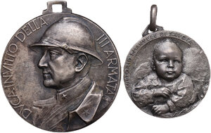 obverse: Lotto di due (2) medaglie: Emanuele Filiberto di Savoia duca invitto della III armata e Vittorio Emanuele di Savoia medaglia per la nascita