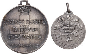 reverse: Lotto di due (2) medaglie: Emanuele Filiberto di Savoia duca invitto della III armata e Vittorio Emanuele di Savoia medaglia per la nascita