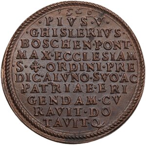 reverse: Pio V (1566 - 1572), Antonio Michele Ghislieri.. Medaglia 1566