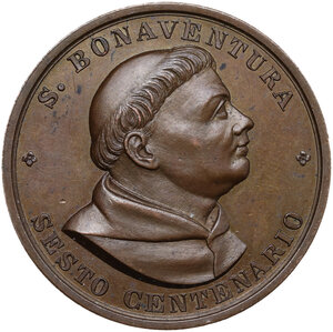 reverse: Pio IX  (1846-1878), Giovanni Mastai Ferretti. Medaglia 1874 per il VI centenario di S. Bonaventura