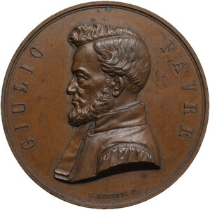obverse: Jules Favre (1809-1880), politico francese. Medaglia celebrativa 1868
