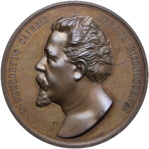 obverse: Benedetto Cairoli (1825-1889).. Medaglia 1878 omaggio del comune di Verona a Benedetto Cairoli per il plebiscito