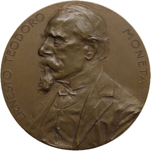 obverse: Ernesto Teodoro Moneta (1833-1918). Medaglia premio 1909 donata a Paolo Boselli dalla Società Internazionale per la Pace - Unione Lombarda-