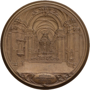 reverse: Medaglia  emessa nel 1916 dallo Stabilimento Stefano Johnson di Milano, per ricordare i restauri eseguiti alla Chiesa di Santa Francesca Romana in Roma