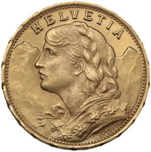 obverse: Switzerland.  Confederation (1848- ). 20 francs 1935 L B, Bern mint