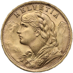 obverse: Switzerland.  Confederation (1848- ). 20 francs 1947 B, Bern mint